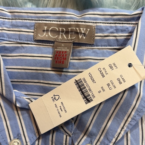 NWT J. Crew Cotton Poplin Button Striped Pajama Shirt sz S - Picture 8 of 10